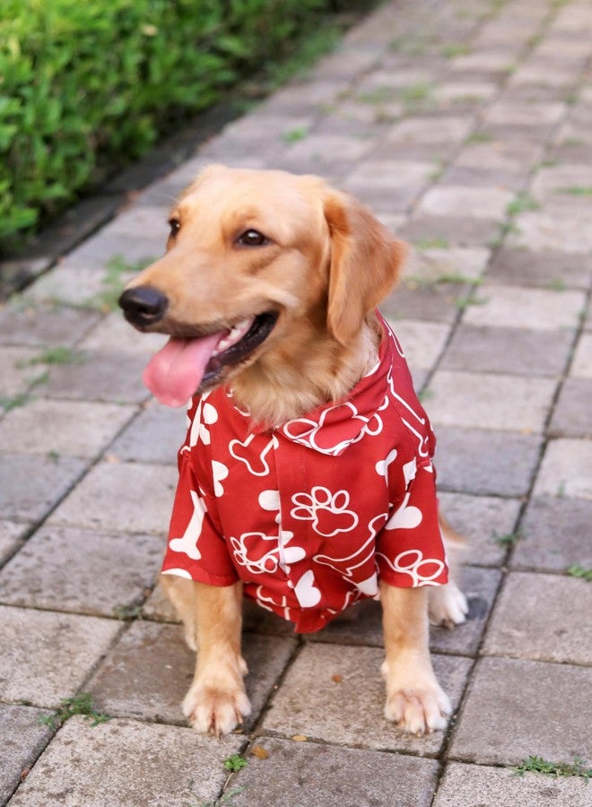 15 BUTTONS Rayon Red and White Paws and Bones Love Printed Summer Dog Shirt | Full Grown Dogs, Husky, Rottweiler, Saint Bernard | Super Soft Light Weight | Comfortable Pet Clothing (3XL) - Image 5